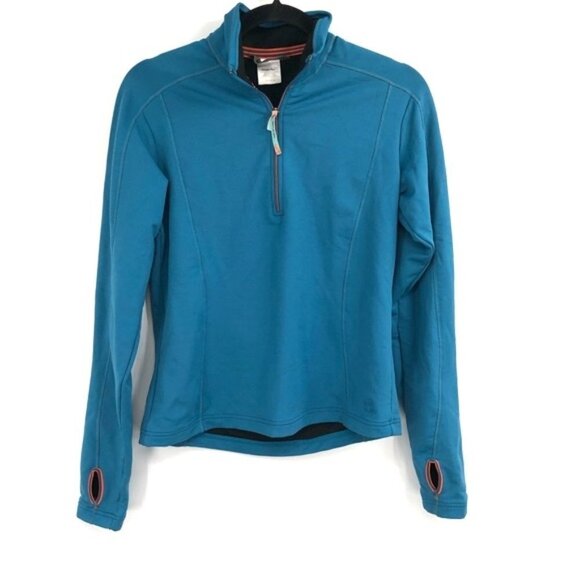 MOVING COMFORT DriLayer Plus 1/4 Zip Pullover Top Running Active Women Blue M - Picture 1 of 6